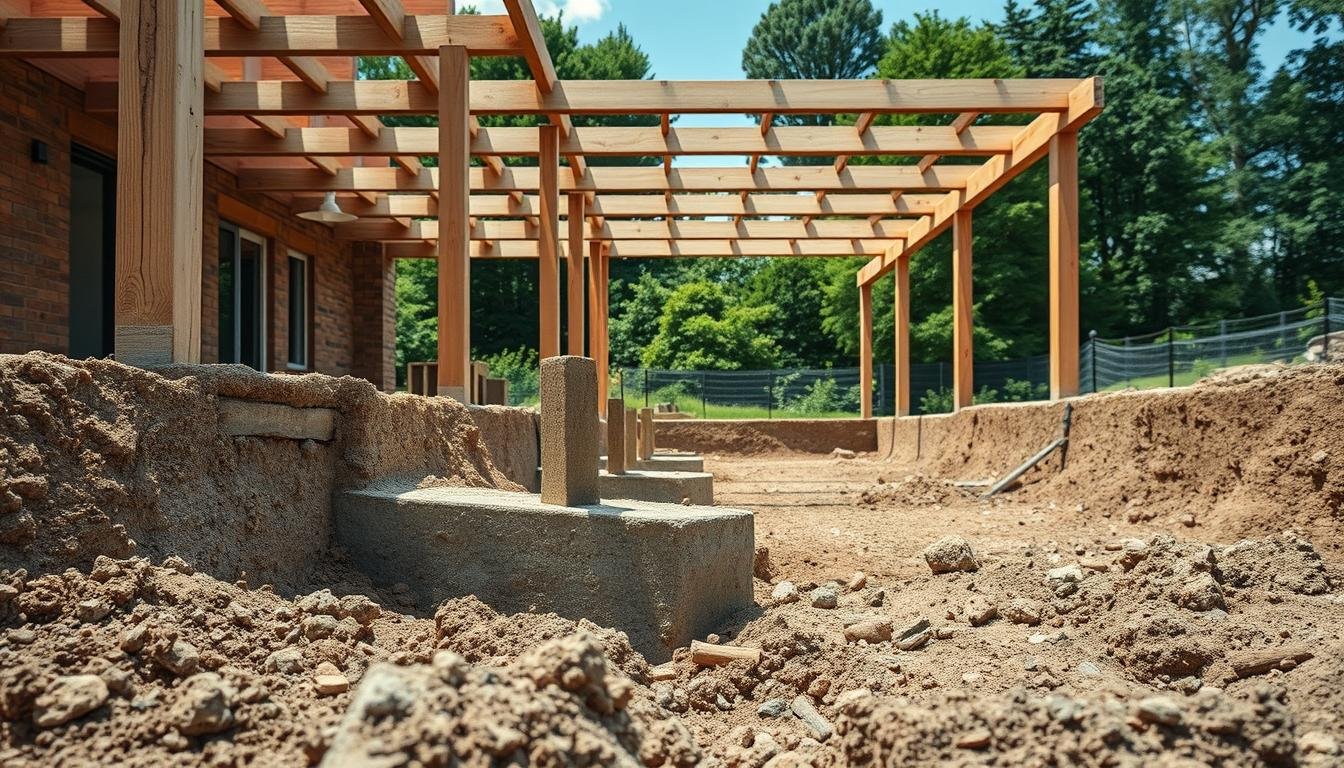 terrassendach bauanleitung fundamentarbeiten